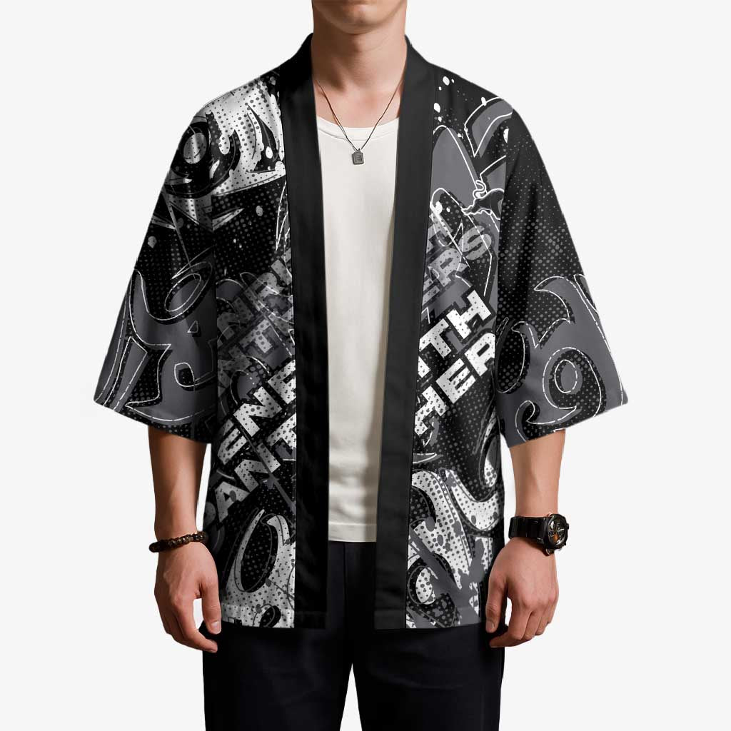 Personalized Penrith Panthers Rugby Kimono Urban Street Graffiti Style - Distressed Splatter Elements