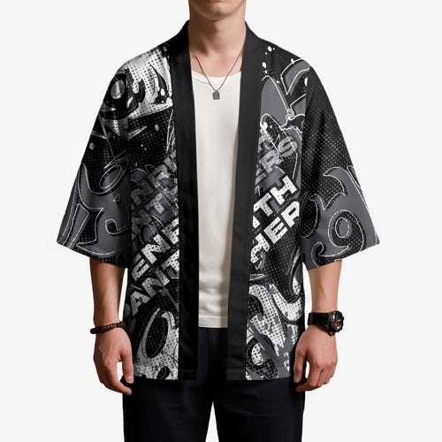 Personalized Penrith Panthers Rugby Kimono Urban Street Graffiti Style - Distressed Splatter Elements