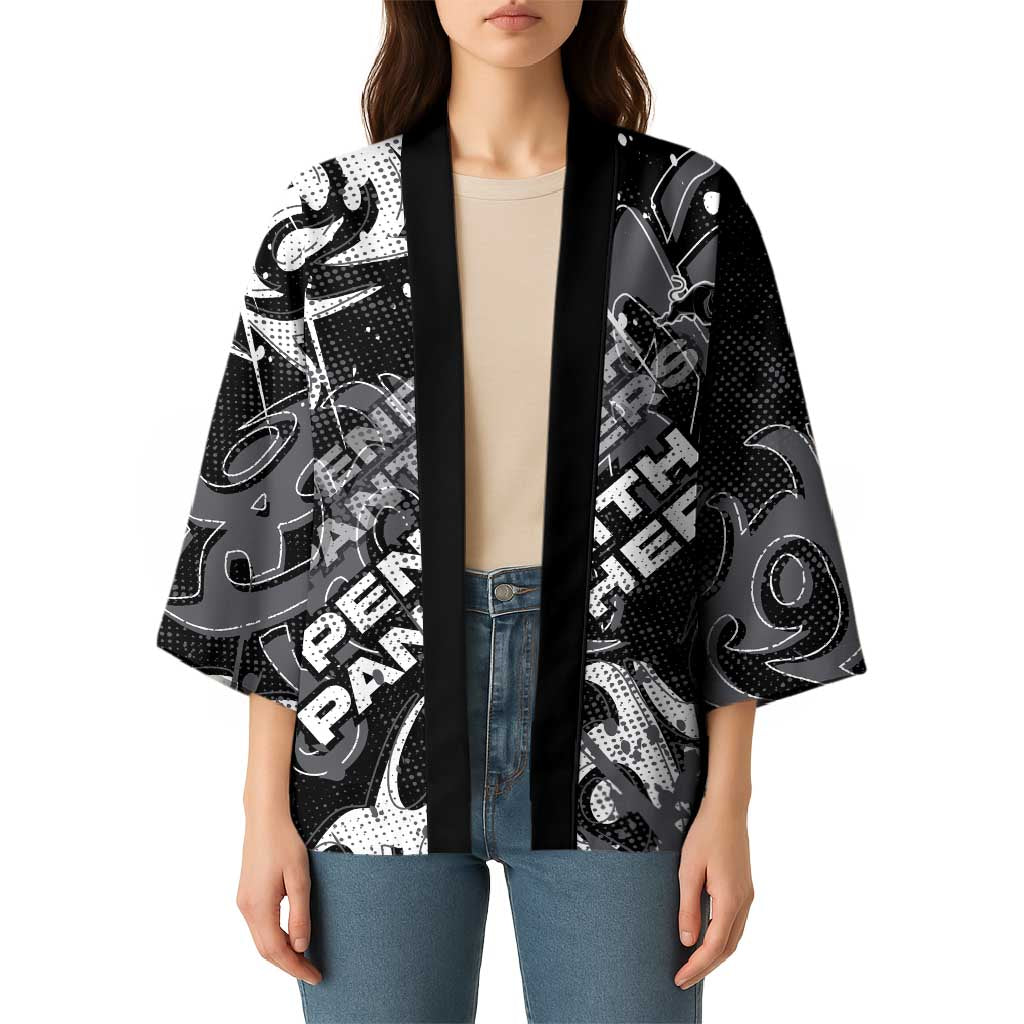 Personalized Penrith Panthers Rugby Kimono Urban Street Graffiti Style - Distressed Splatter Elements