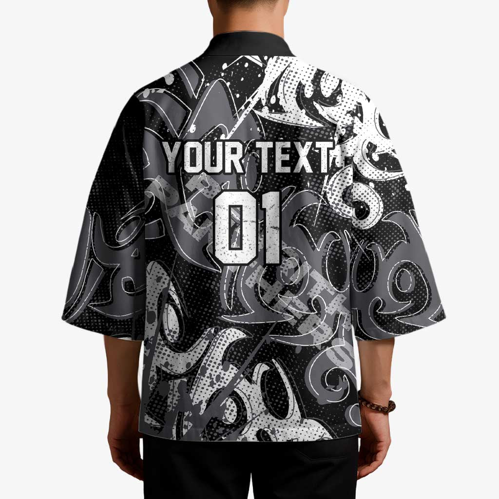 Personalized Penrith Panthers Rugby Kimono Urban Street Graffiti Style - Distressed Splatter Elements