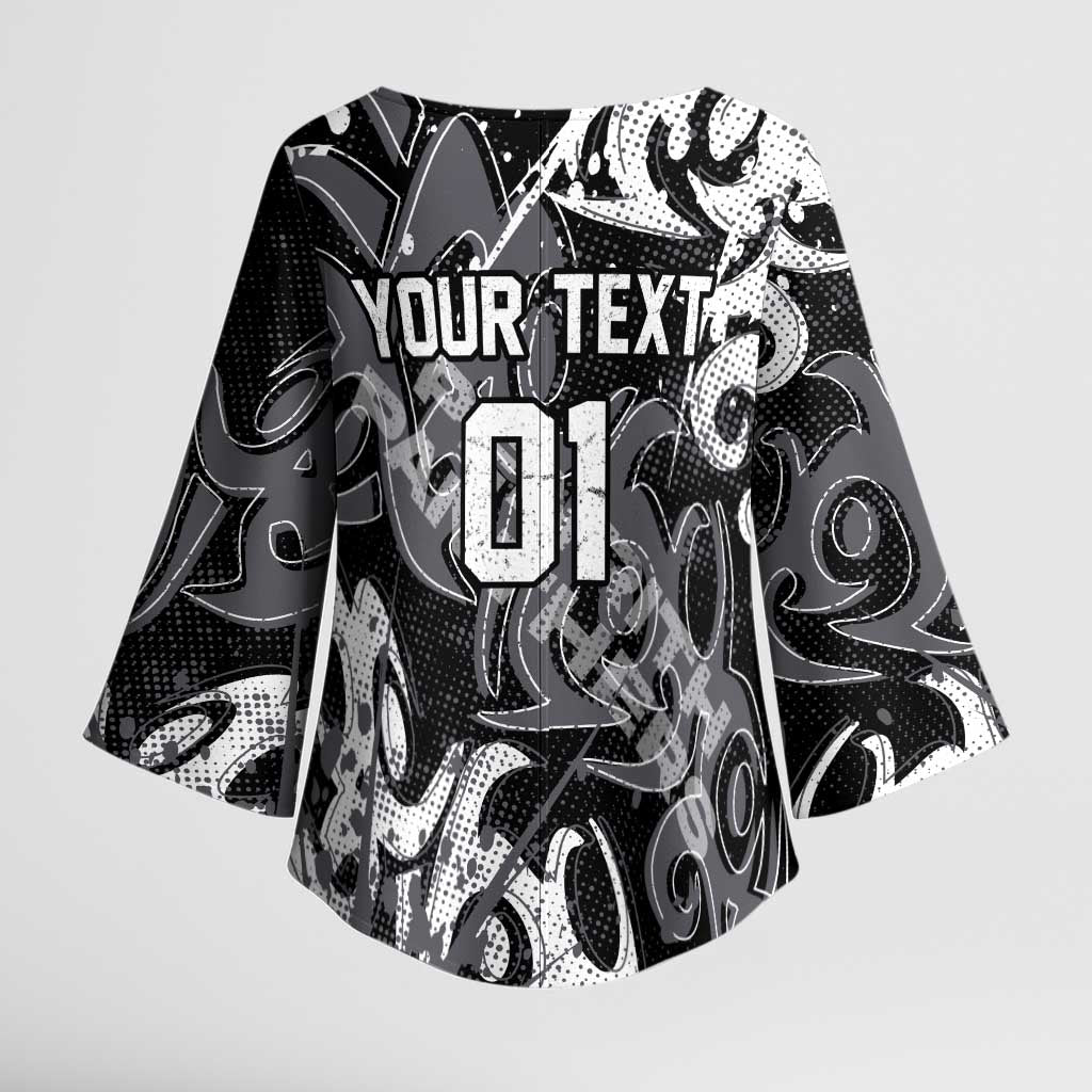Personalized Penrith Panthers Rugby Kimono Sleeve Blouse Urban Street Graffiti Style - Distressed Splatter Elements