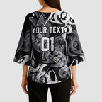 Personalized Penrith Panthers Rugby Kimono Sleeve Blouse Urban Street Graffiti Style - Distressed Splatter Elements