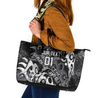 Personalized Penrith Panthers Rugby Leather Tote Bag Urban Street Graffiti Style - Distressed Splatter Elements