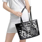 Personalized Penrith Panthers Rugby Leather Tote Bag Urban Street Graffiti Style - Distressed Splatter Elements
