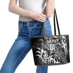 Personalized Penrith Panthers Rugby Leather Tote Bag Urban Street Graffiti Style - Distressed Splatter Elements