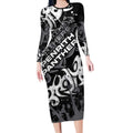 Personalized Penrith Panthers Rugby Long Sleeve Bodycon Dress Urban Street Graffiti Style - Distressed Splatter Elements