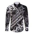 Personalized Penrith Panthers Rugby Long Sleeve Button Shirt Urban Street Graffiti Style - Distressed Splatter Elements
