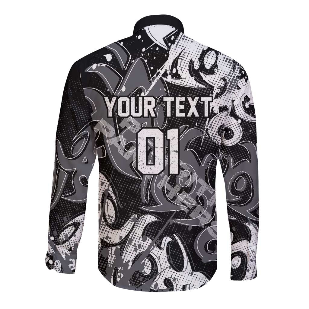 Personalized Penrith Panthers Rugby Long Sleeve Button Shirt Urban Street Graffiti Style - Distressed Splatter Elements