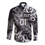Personalized Penrith Panthers Rugby Long Sleeve Button Shirt Urban Street Graffiti Style - Distressed Splatter Elements