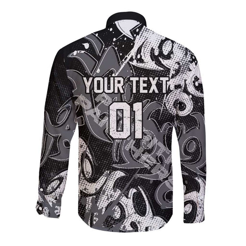 Personalized Penrith Panthers Rugby Long Sleeve Button Shirt Urban Street Graffiti Style - Distressed Splatter Elements