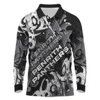 Personalized Penrith Panthers Rugby Long Sleeve Polo Shirt Urban Street Graffiti Style - Distressed Splatter Elements