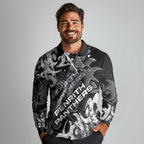 Personalized Penrith Panthers Rugby Long Sleeve Polo Shirt Urban Street Graffiti Style - Distressed Splatter Elements