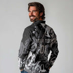 Personalized Penrith Panthers Rugby Long Sleeve Polo Shirt Urban Street Graffiti Style - Distressed Splatter Elements