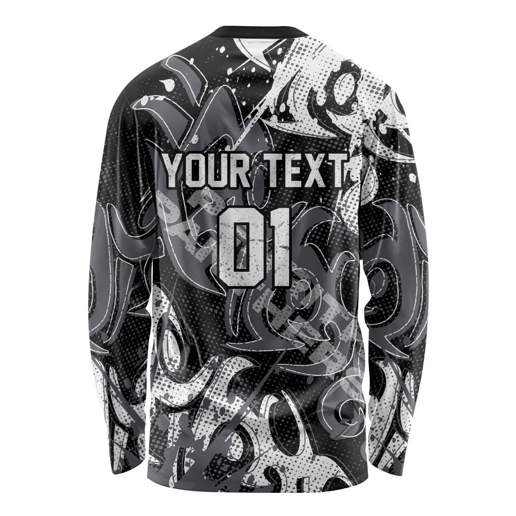 Personalized Penrith Panthers Rugby Long Sleeve Shirt Urban Street Graffiti Style - Distressed Splatter Elements