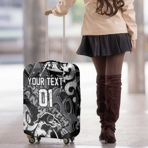 Personalized Penrith Panthers Rugby Luggage Cover Urban Street Graffiti Style - Distressed Splatter Elements