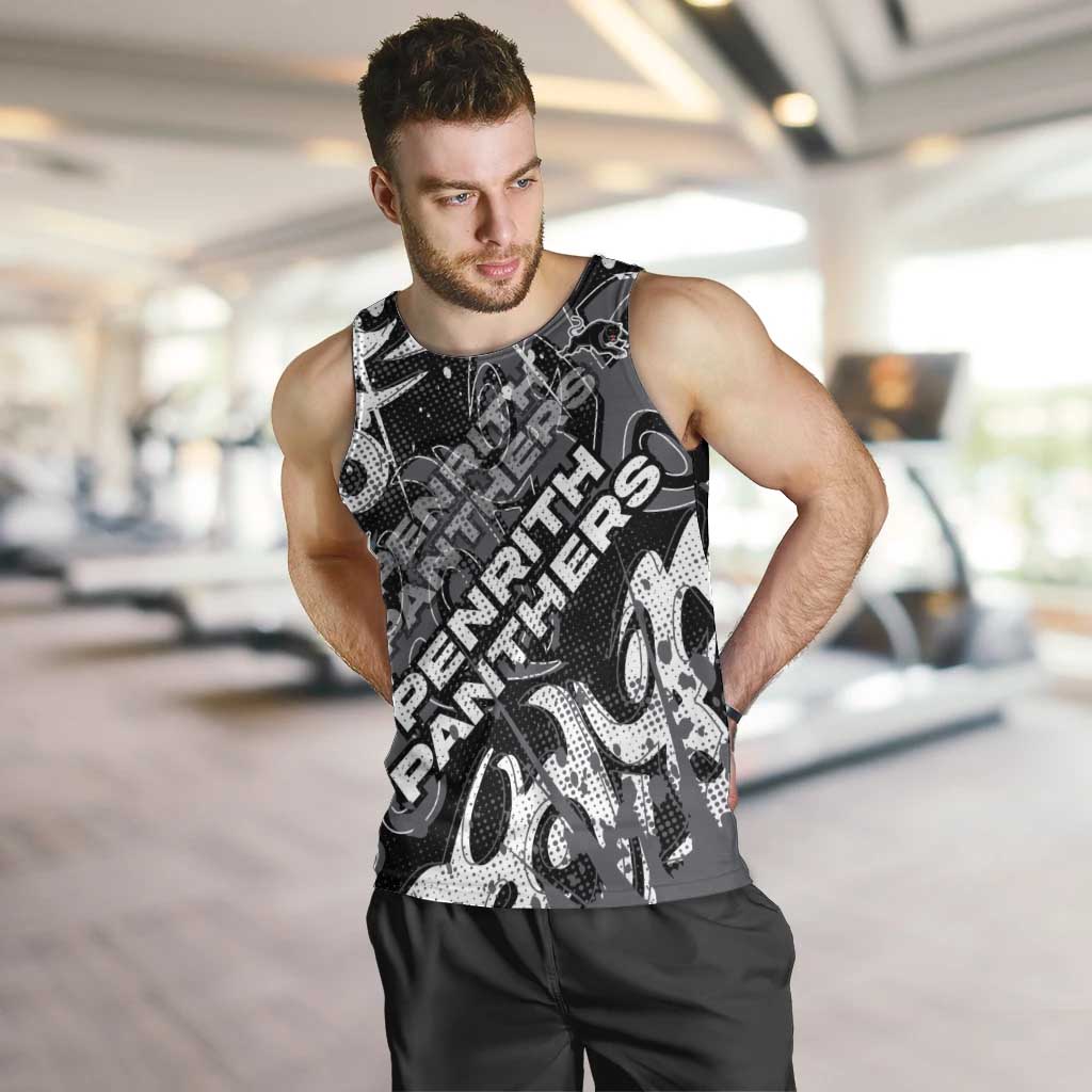 Personalized Penrith Panthers Rugby Men Tank Top Urban Street Graffiti Style - Distressed Splatter Elements