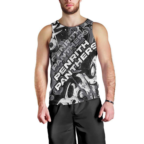 Personalized Penrith Panthers Rugby Men Tank Top Urban Street Graffiti Style - Distressed Splatter Elements