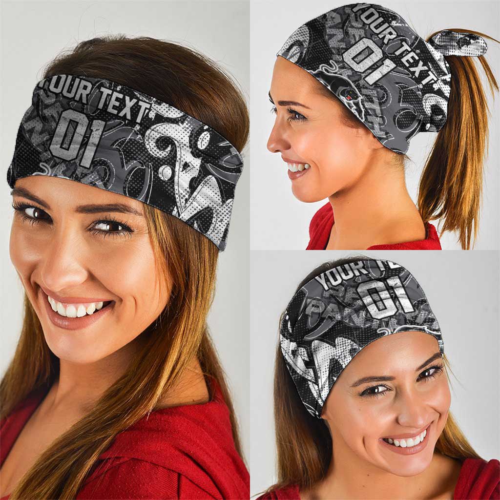 Personalized Penrith Panthers Rugby Neck Gaiter Urban Street Graffiti Style - Distressed Splatter Elements