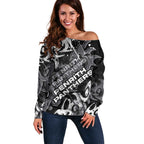 Personalized Penrith Panthers Rugby Off Shoulder Sweater Urban Street Graffiti Style - Distressed Splatter Elements