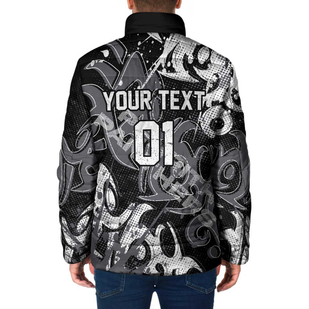 Personalized Penrith Panthers Rugby Padded Jacket Urban Street Graffiti Style - Distressed Splatter Elements