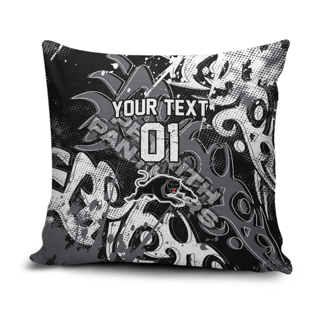 Personalized Penrith Panthers Rugby Pillow Cover Urban Street Graffiti Style - Distressed Splatter Elements