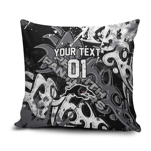 Personalized Penrith Panthers Rugby Pillow Cover Urban Street Graffiti Style - Distressed Splatter Elements