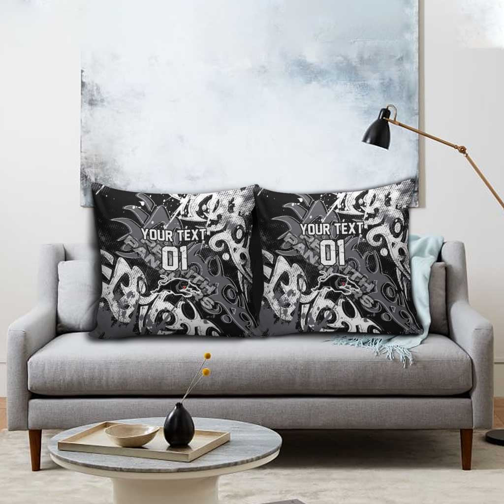 Personalized Penrith Panthers Rugby Pillow Cover Urban Street Graffiti Style - Distressed Splatter Elements