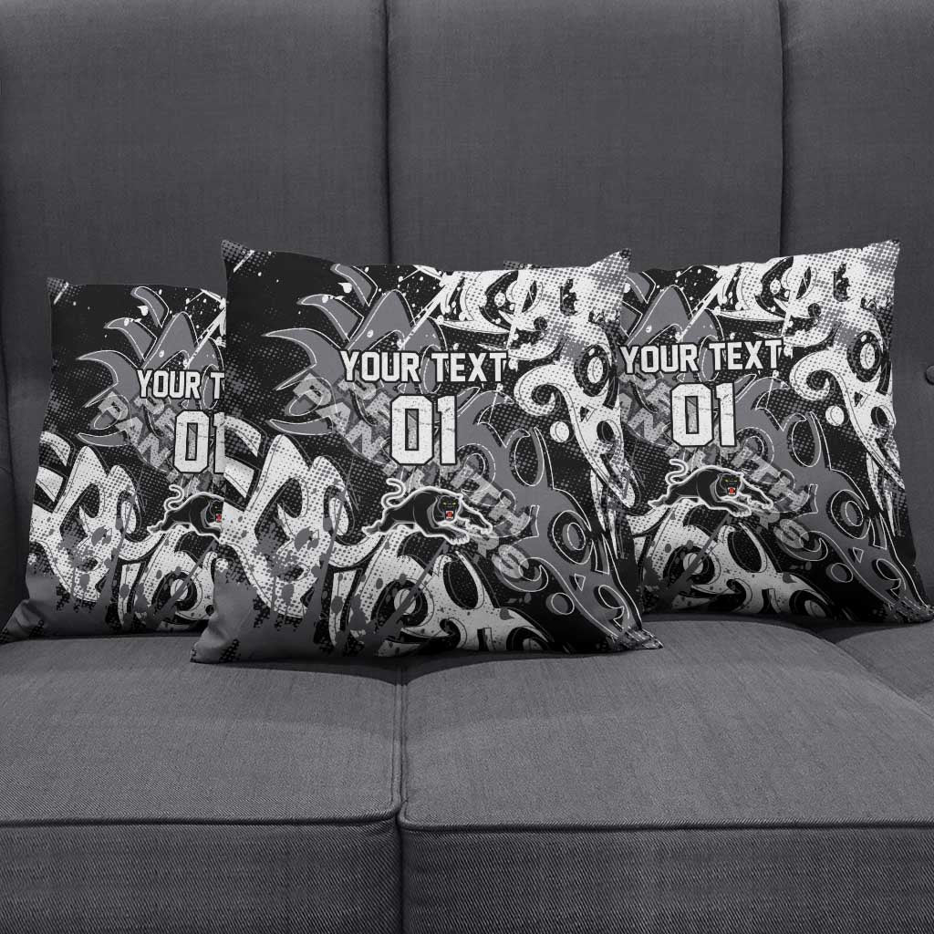 Personalized Penrith Panthers Rugby Pillow Cover Urban Street Graffiti Style - Distressed Splatter Elements