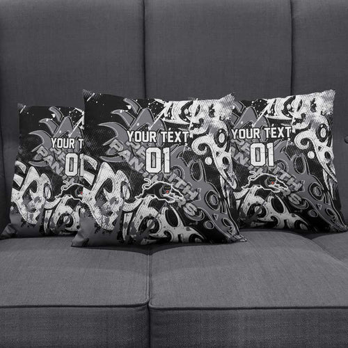 Personalized Penrith Panthers Rugby Pillow Cover Urban Street Graffiti Style - Distressed Splatter Elements