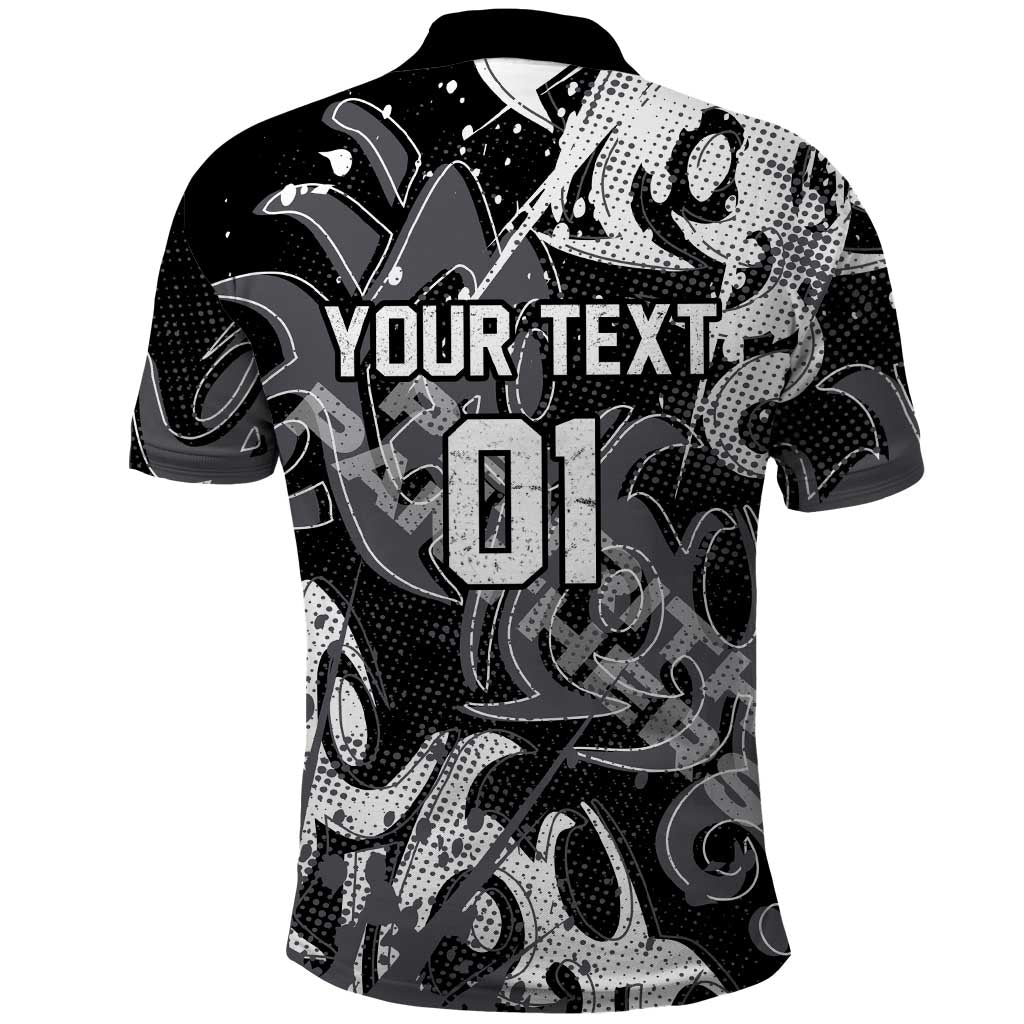 Personalized Penrith Panthers Rugby Polo Shirt Urban Street Graffiti Style - Distressed Splatter Elements