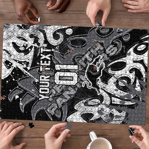 Personalized Penrith Panthers Rugby Puzzle Urban Street Graffiti Style - Distressed Splatter Elements