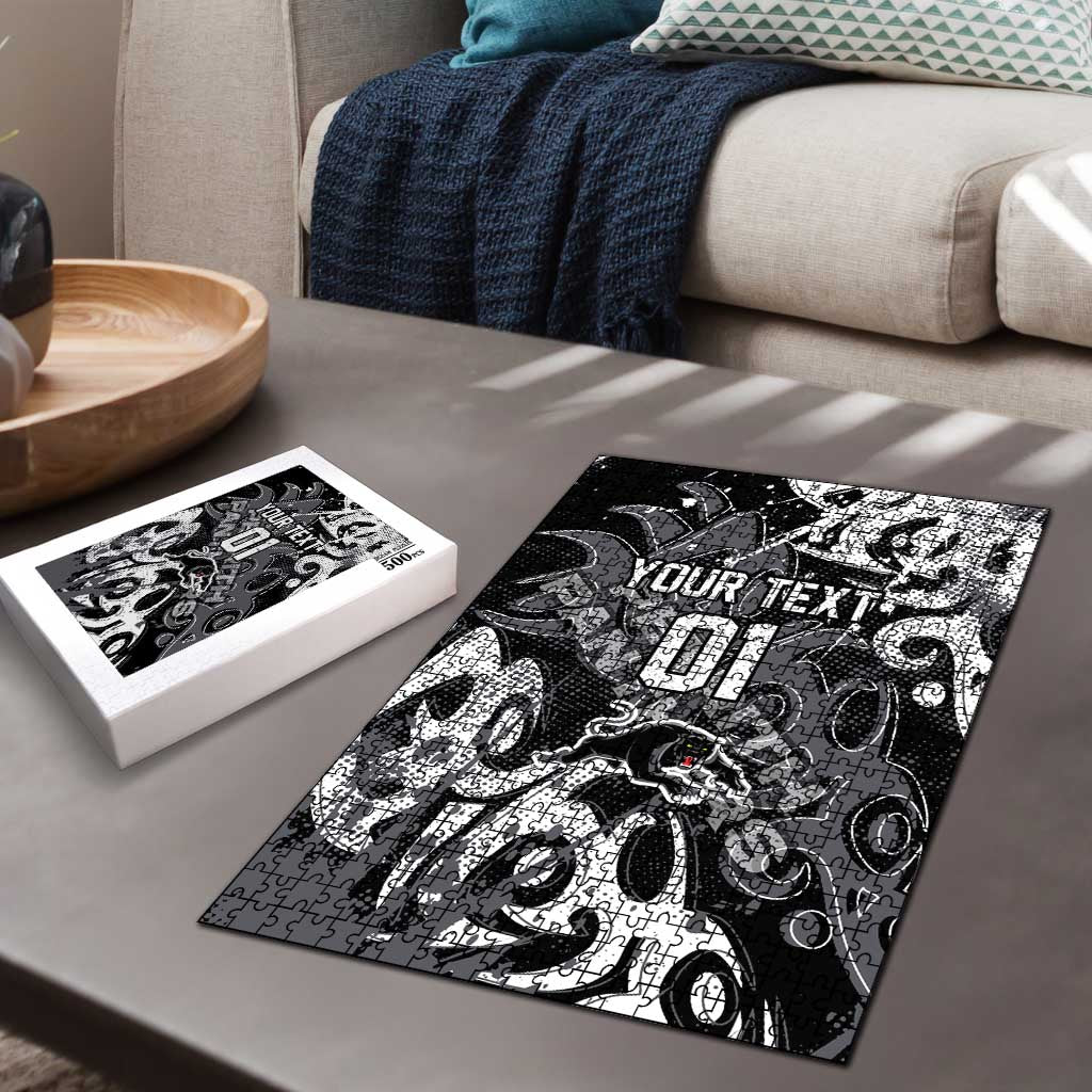 Personalized Penrith Panthers Rugby Puzzle Urban Street Graffiti Style - Distressed Splatter Elements