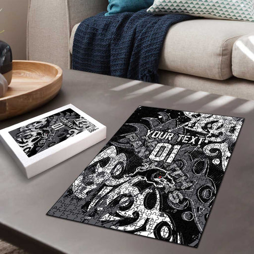 Personalized Penrith Panthers Rugby Puzzle Urban Street Graffiti Style - Distressed Splatter Elements