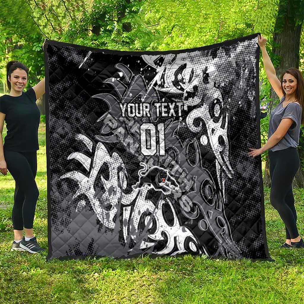 Personalized Penrith Panthers Rugby Quilt Urban Street Graffiti Style - Distressed Splatter Elements