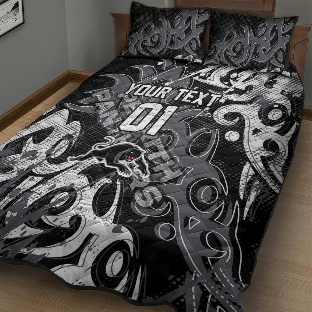 Personalized Penrith Panthers Rugby Quilt Bed Set Urban Street Graffiti Style - Distressed Splatter Elements
