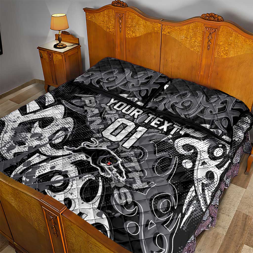 Personalized Penrith Panthers Rugby Quilt Bed Set Urban Street Graffiti Style - Distressed Splatter Elements