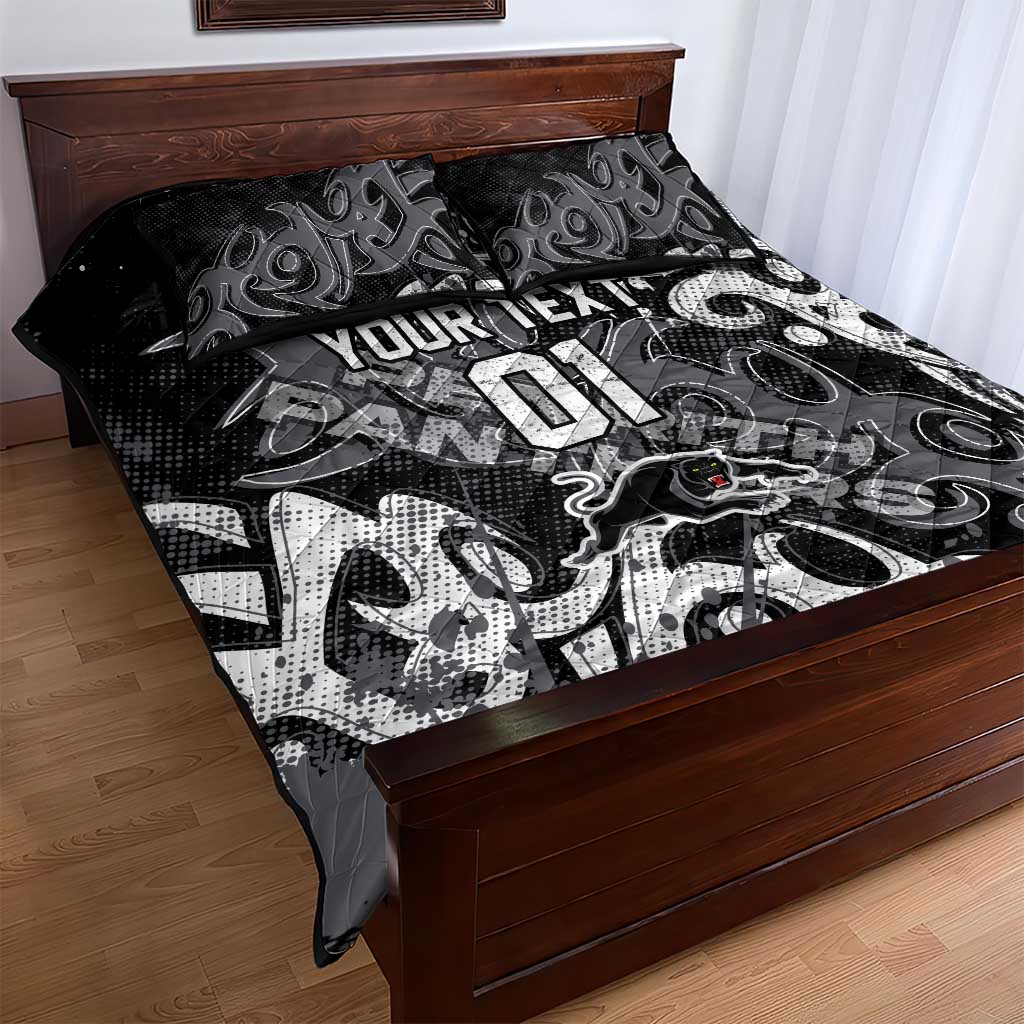 Personalized Penrith Panthers Rugby Quilt Bed Set Urban Street Graffiti Style - Distressed Splatter Elements