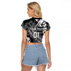 Personalized Penrith Panthers Rugby Raglan Cropped T Shirt Urban Street Graffiti Style - Distressed Splatter Elements