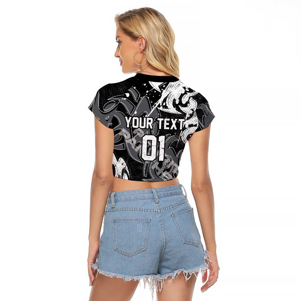 Personalized Penrith Panthers Rugby Raglan Cropped T Shirt Urban Street Graffiti Style - Distressed Splatter Elements