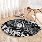 Personalized Penrith Panthers Rugby Round Carpet Urban Street Graffiti Style - Distressed Splatter Elements
