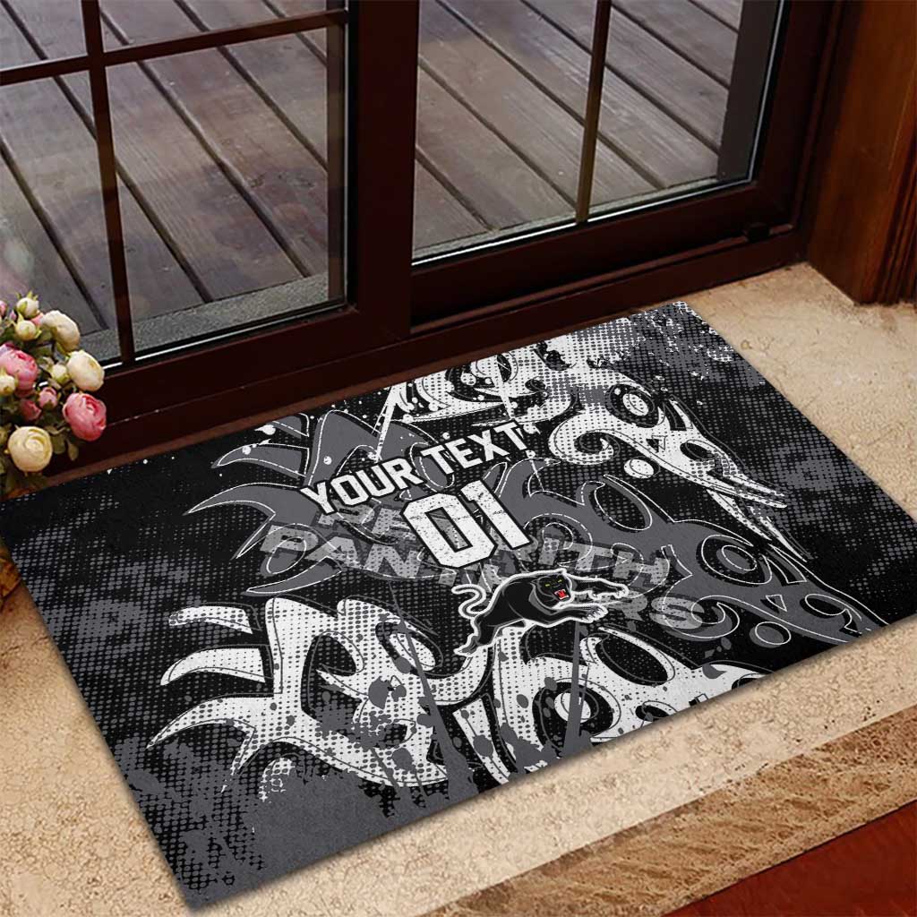 Personalized Penrith Panthers Rugby Rubber Doormat Urban Street Graffiti Style - Distressed Splatter Elements
