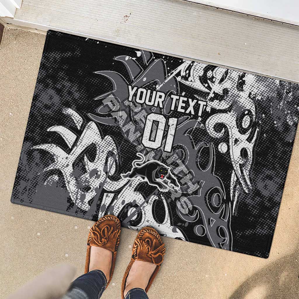 Personalized Penrith Panthers Rugby Rubber Doormat Urban Street Graffiti Style - Distressed Splatter Elements