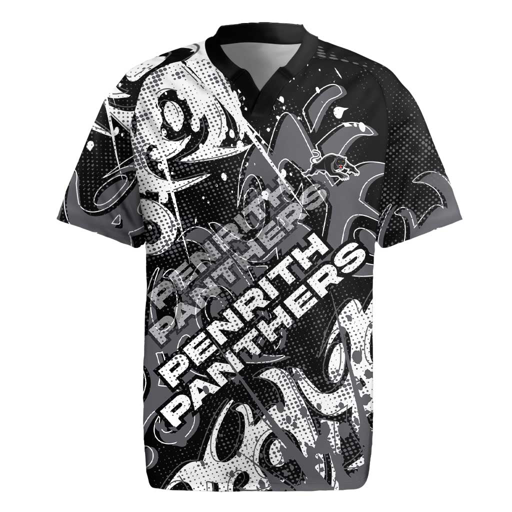 Personalized Penrith Panthers Rugby Rugby Jersey Urban Street Graffiti Style - Distressed Splatter Elements