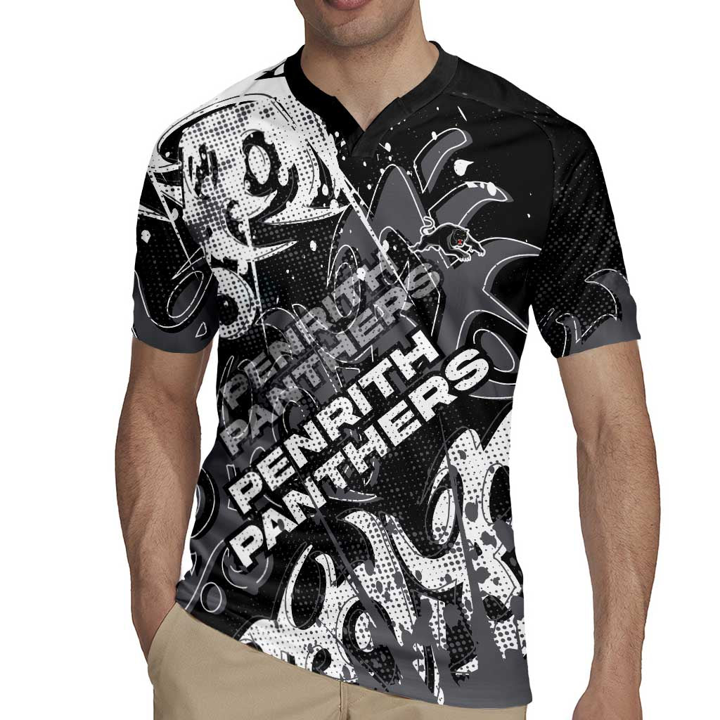 Personalized Penrith Panthers Rugby Rugby Jersey Urban Street Graffiti Style - Distressed Splatter Elements
