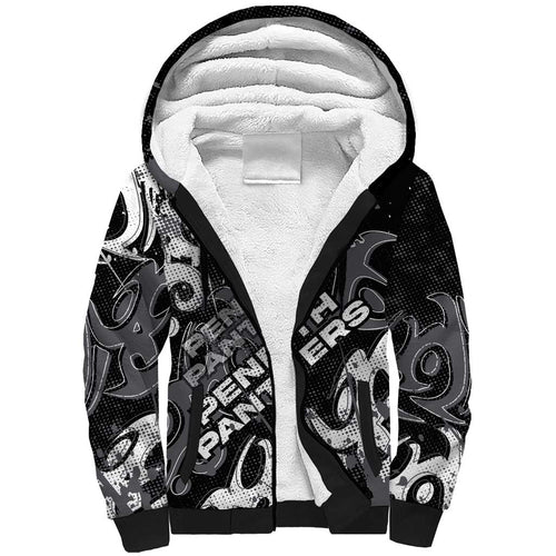 Personalized Penrith Panthers Rugby Sherpa Hoodie Urban Street Graffiti Style - Distressed Splatter Elements