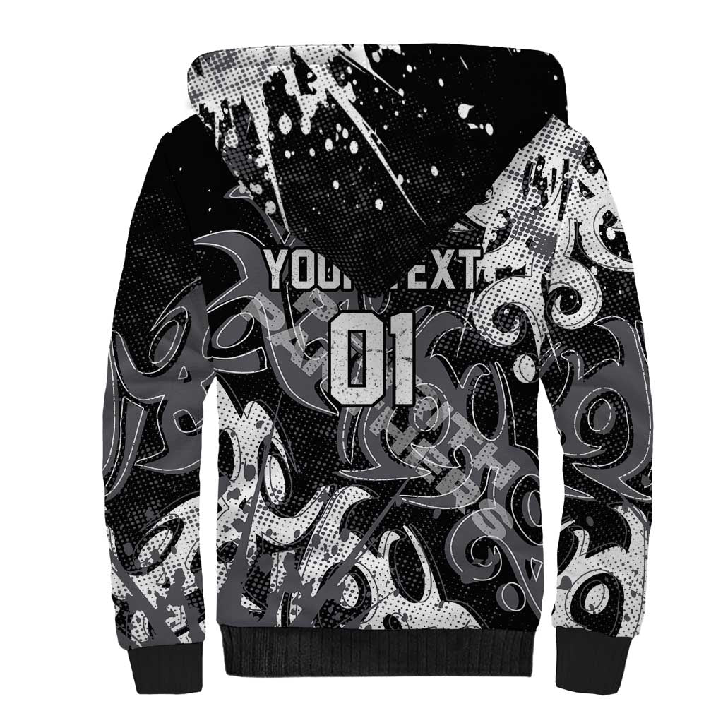 Personalized Penrith Panthers Rugby Sherpa Hoodie Urban Street Graffiti Style - Distressed Splatter Elements