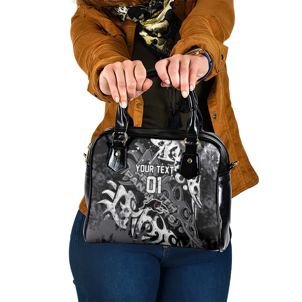 Personalized Penrith Panthers Rugby Shoulder Handbag Urban Street Graffiti Style - Distressed Splatter Elements