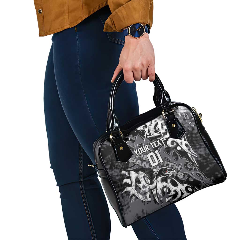 Personalized Penrith Panthers Rugby Shoulder Handbag Urban Street Graffiti Style - Distressed Splatter Elements