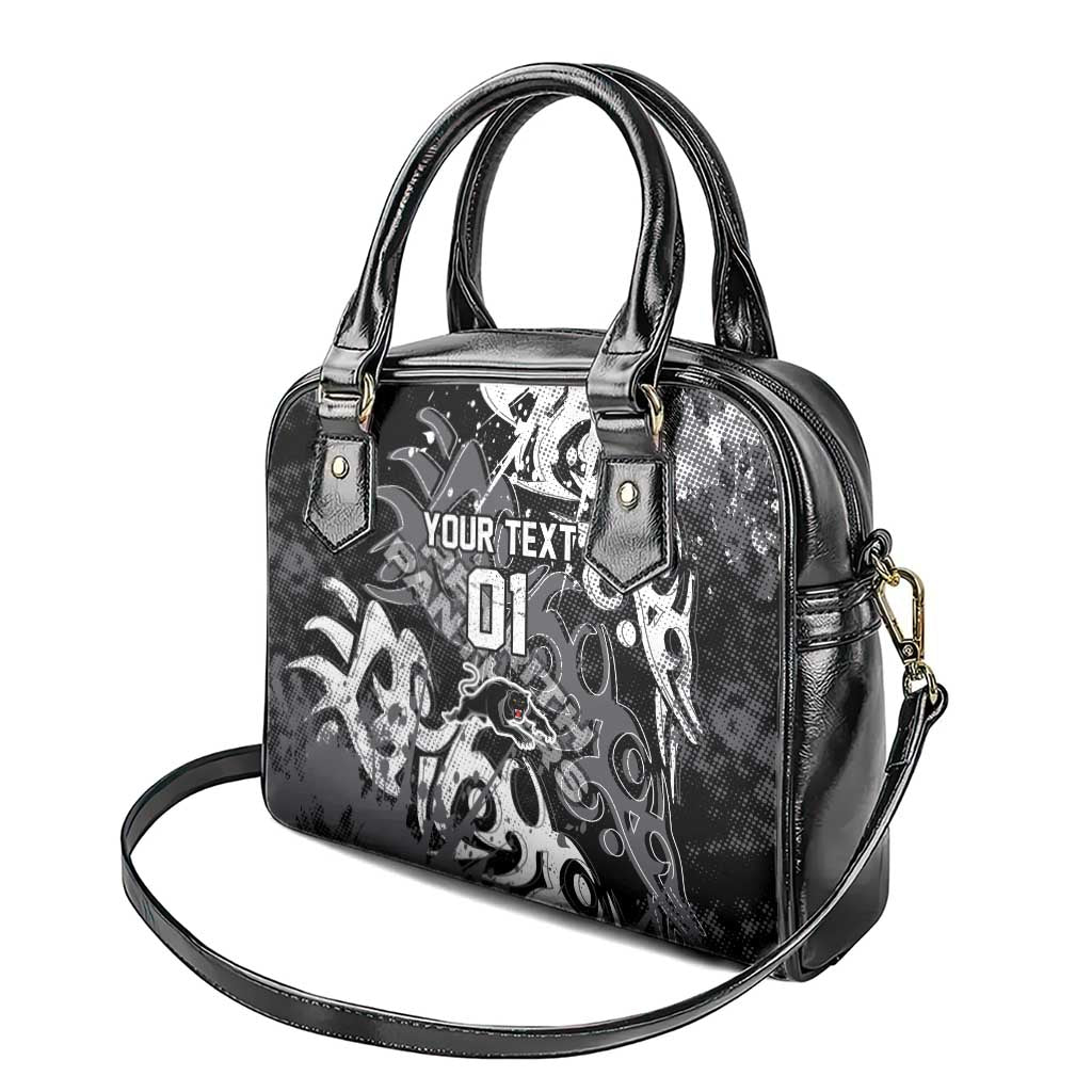 Personalized Penrith Panthers Rugby Shoulder Handbag Urban Street Graffiti Style - Distressed Splatter Elements