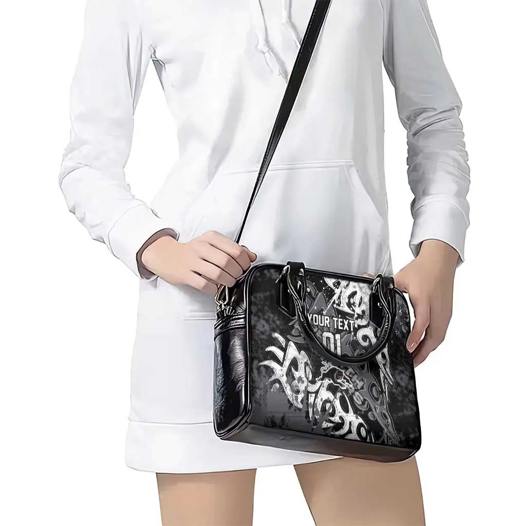 Personalized Penrith Panthers Rugby Shoulder Handbag Urban Street Graffiti Style - Distressed Splatter Elements
